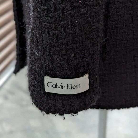 Calvin Klein Size XS Women's Black Textured Fit & Flare Wool Blend Pea Coat - Picture 7 of 12